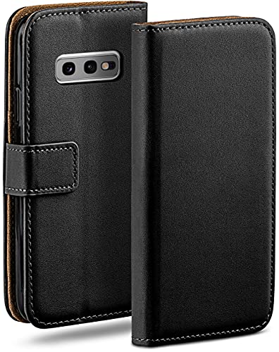 moex Book Hülle für Samsung Galaxy S10e Handyhülle mit Kartenfach, Hülle klappbar 360 Grad Schutzhülle, Klapphülle Flip Hülle Cover, PU Leder Handytasche Lederhülle, Schwarz
