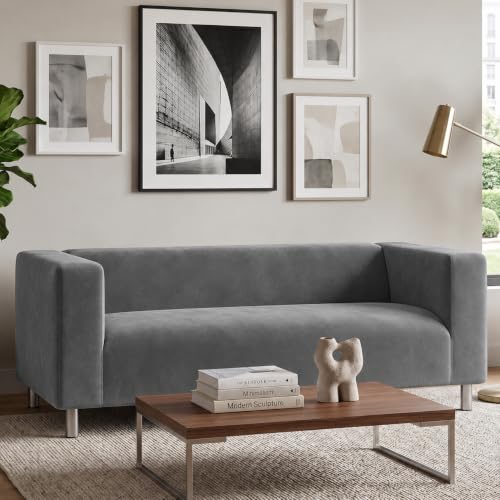 Velvet Replacement Slipcover for IKEA Klippan 2-Seater Loveseat, Klippan Cover Only, Sofa Not Included,Grey