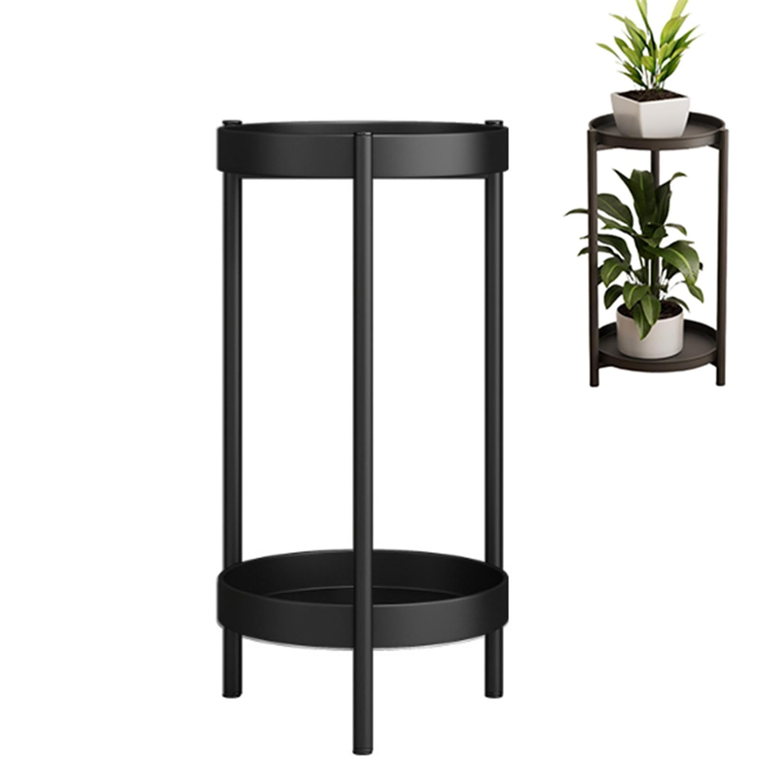 Supporto Per Piante A 2 Ripiani In Metallo - OVICAR Fioriera Alta Per Interno/Esterno, Ideale Per Casa, Giardino, Balcone, Soggiorno - Piedini Regolabili