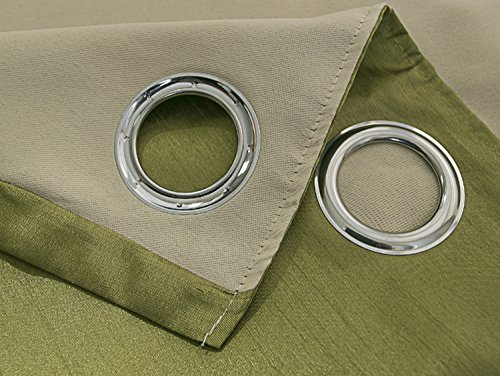 Image of GYROHOME Extra Long Curtains 120 Inch Long for Loft,Faux Silk Room-Darkening Blackout Curtains (Beige Liner) Fully Lined Solid Window Treatment Drapes (2Panel,52x120inch, Grass Green)