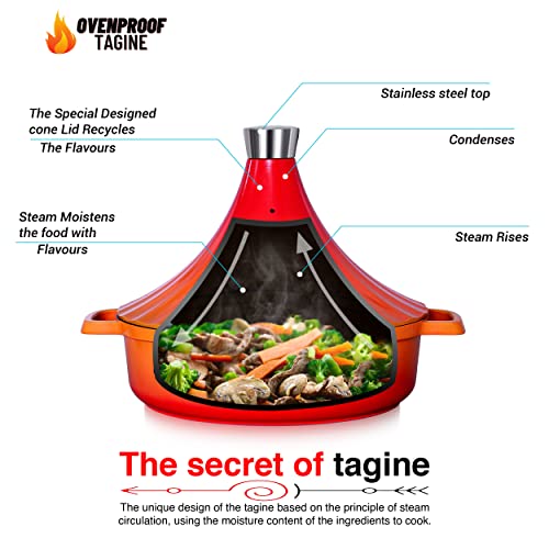 INTIGNIS Tagine-Topf Marokkanisch - Backofenfestes Tajine-Induktionsgefäß - Aluminium Antihaft-Tajin-Topf - 28cm - 4.43… - Image 4