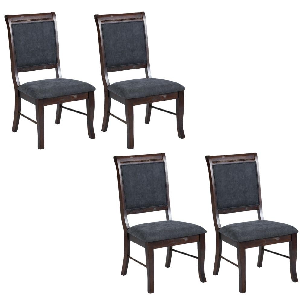 HOMY CASA Dining Chairs Set of 4 Mid Century Modern Side Chairs Traditional Style Low-Back Armless Parson Chairs with Soft Cushion Seat Solid Wood Legs for Kitchen Dining Living Room, Brown