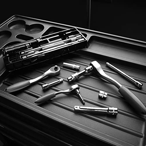 Valuemax 9 Pcs Extension Bar Set, 1/4", 3/8", 1/2" Drive Socket Extension Bar Set For Ratchet Wrench, Premium Chrome Vanadium Steel With Mirror Finish, Chrome Plated, Storage Tray Included #TOP6