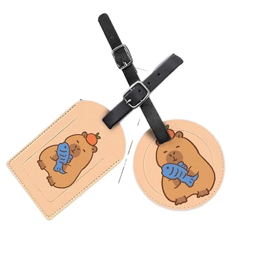 カピバラ 荷物タグ ネームタグ ラゲージタグ ラゲッジタグ 荷物ラベル バッグタグ スーツケースタグ ネームラベル スーツケース バッグ用 名刺ホルダー 出張用タグ ラベルカード 旅行用品 出張,3