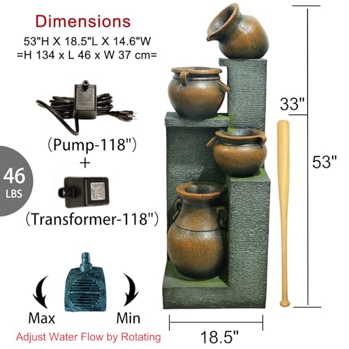 Bumilgar 53''H Water Fountain Outdoor Garden Fountain Large- 4 Tiered Cascading Bowls And Outdoor Fountains And Waterfalls With Lights For Garden thumb #4