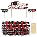 BETESSIN 25Pz Toppers Laurea per Torta Auguri Dottoressa Rosso Segnaposto Decorazione Cupcakes Toppers Addobbi Gadget per Festa Laurea Graduation