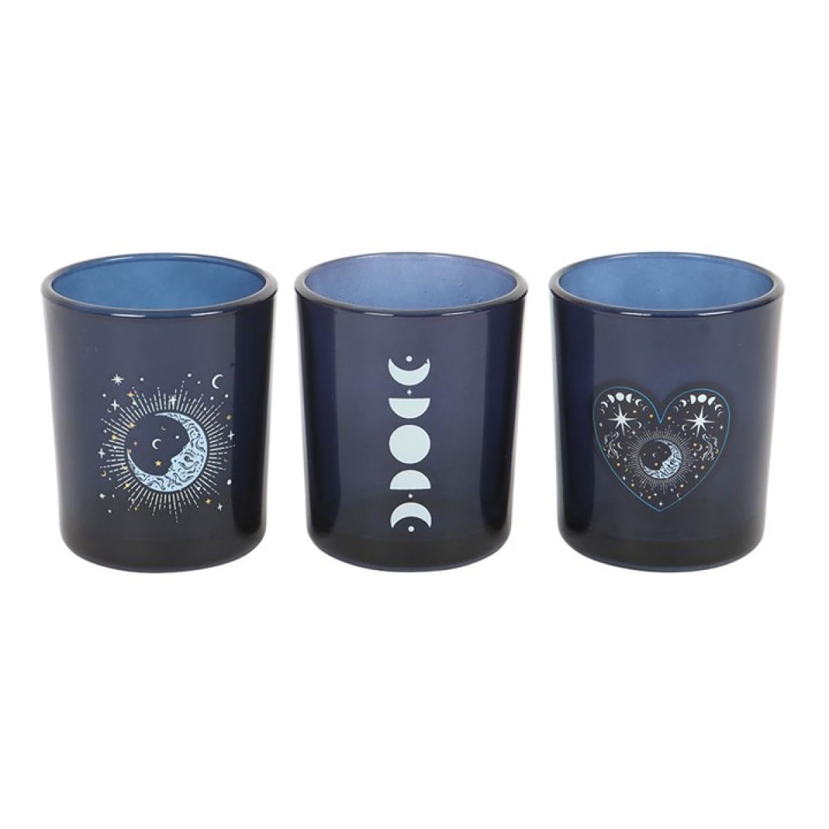 Something Different Multicolour Set Of 3 Blue Moon Votive Candle Holders