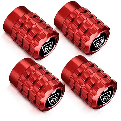 HAIGEZS 5pcs Valve Stem Caps,Logo Styling Decoration Accessories for Dodge Metal Car Wheel Tire Valve Stem Caps for Dodge Ram Charger Challenger Journey Durango Grand Caravan Series,Red