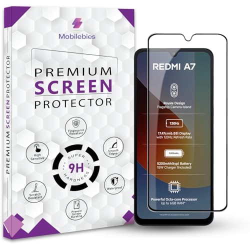Image of Premium Tempered Glass Screen Protector Guard For Redmi A7 4G (6.88 Inch, Pack of 1) | Edge to Edge Coverage With Easy to installation kit