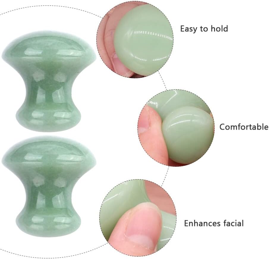 SHERCHPRY 4pcs Mushroom Shaped Facial Massagers Green Jade Scraping Boards for Facial Relaxation and Blood Circulation Gua Tool for Routine