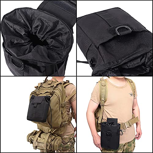 Tactical Molle Dump Pouch Folding Drawstring Magazine Ammo Pouch Military Utility Belt Pouch Waist Bag (Black) #TOP5