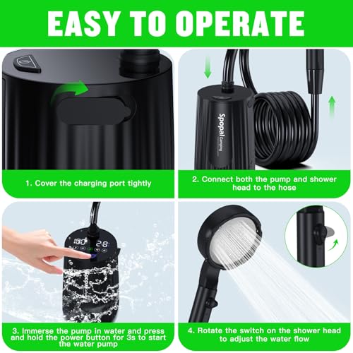 Spopal Ducha Portátil para Camping, [Mejorada] Recargable 10000mAh miniatura 5