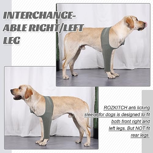 Image of ROZKITCH Dog Elbow Protector for Front Right Left Leg, Pet Prevent Licking Wound Elbow Knee Protector, Dog Recovery Suit Cone Collar Alternative for Sprain ACL CCL Arthritis Joint Care Grey XXS