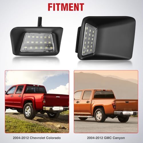 Image of Nilight 2PCS License Plate Lights for 2004-2012 Chevy Colorado GMC Canyon | Compatible with 2004 2005 2006 2007 2008 2009 2010 2011 2012 Chevy Colorado GMC Canyon with Black housing 6000K White