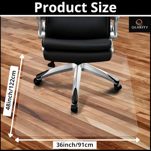 Image of Qlarity Covers Office Chair Mat for Hardwood, Tile & Laminate Floors | Frosted Floor Protector | Anti-Slip, Scratch Protection, Smooth Rolling | 2mm, 36 x 48 Inch, Rectangular | PVC Material