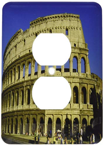 Preisvergleich Produktbild Einzelne Duplex-Steckdosenplatte, Steckdosen-Wandplatte, Rom, Italien, Kolosseum, blauer Himmel, 2 Steckdosenabdeckungen