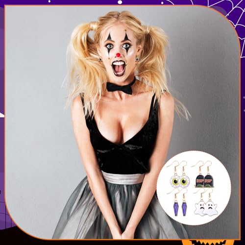 Riceshoot 72 Pairs Fall Halloween Holiday Earrings for Women Thanksgiving Christmas Dangle Earrings Variety Pack Cute Holiday Earring Bulk for Women Teacher Party Favors Gifts3