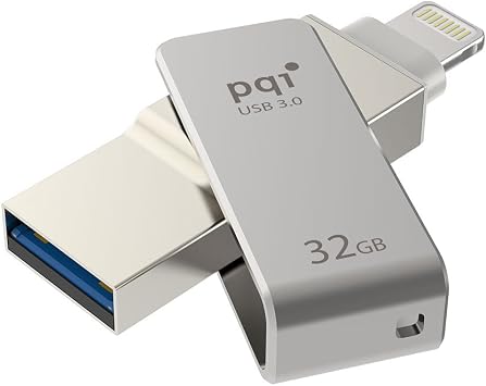 Iconnect Mini [Apple Mfi] 32 GB Mobile Flash Drive w/ Lightning Connector for iPhones iPads Mac & PC USB 3.0 Iron Gray
