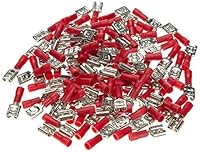 Goobay 17002 Flachsteckhülsen 100er Set / Steckmaß 6,4 x 0,8 mm / Steckverbinder bis 10A / Flachstecker teilisoliert / Kabelverbinder für max. 1 mm² / Kabelschuh Rot
