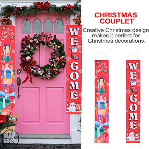 1 Par Dísticos De Natal Banner De Boas-vindas De Natal De Porta De Natal Sinal De Boas Vindas Natal