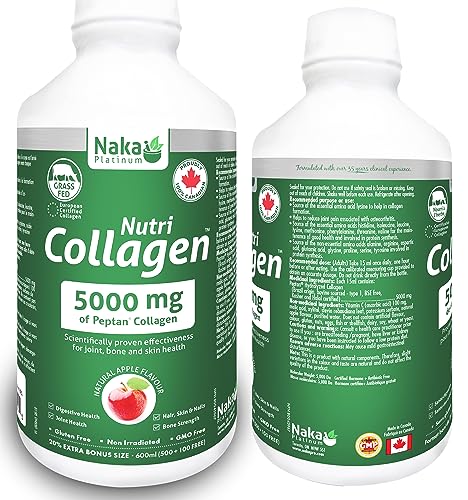Naka Platinum Nutri COLLAGEN For Joint, Bone and Skin Health 5,000 mg of Peptain Collage per 15 ml serving – 600 ml Extra BONUS Size (500+100 FREE)