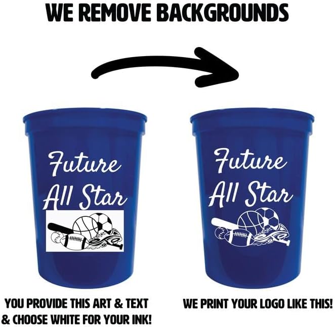 Custom Party Cups Personalized with your Logo or Message Disposable or Reusable 16 oz Plastic Stadium Cups Starting at Set of 10 - Royal Blue