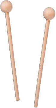 2 Pcs Wood Percussion Sticks 8 Wood Rhythm Sticks Mallets Percussion Stick Xylophone Mallets Glockenspiel Mallet with Wooden Handle Rhythm Stick for Chime Glockenspiel Bells