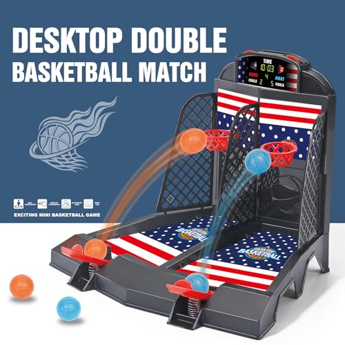 4th of July Toys and Games, Basketball Toys, Basketball Game Indoor, Table Top Games, Desk Games for Adult to Reduce Stress, Basketball Games Basketball Hoop for Kids, Girls Boys Basketball Gifts - Thumbnail 2