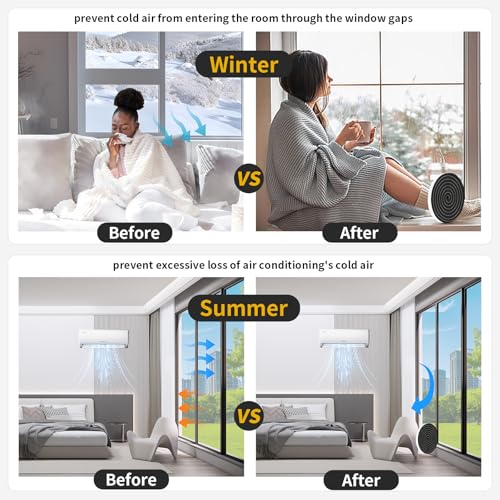 Image of Foam Weather Stripping Tape,High Density CR,1 /2 in x 3 /8 in x 13Ft | Weather Stripping Door Seal Strip for Insulating Door Frame, Window, Air Conditioner,Self Adhesive Sealing Weatherstrip,Black