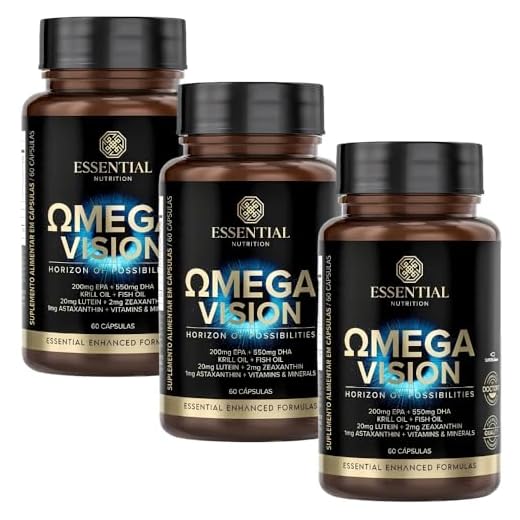 Kit 3x Omega Vision (Ômega 3 + Krill Oil) 60 Capsulas - Essential Nutrition