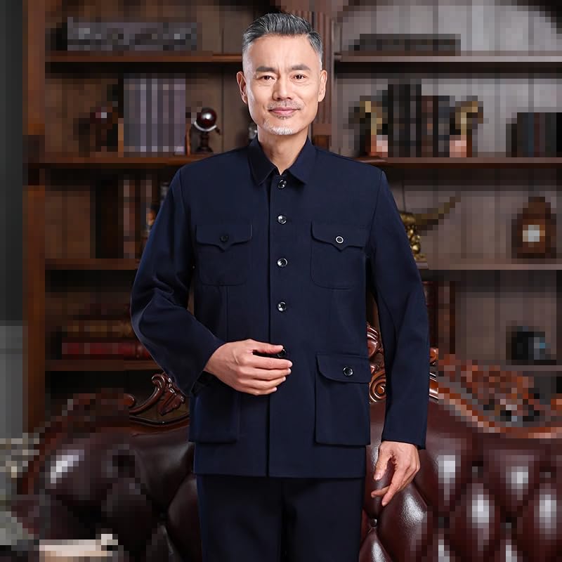 GUOYUXIAO Embroidered Zhongshan Suit Jacket for Men - Artistic Stand Collar Coat for Cultural Enthusiasts3