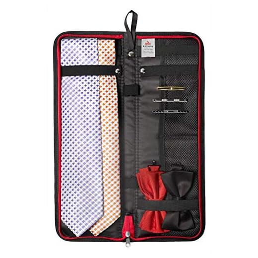 Travel Essentials Travel Tie Case, Black (18" X 6") Cuff Link/Tie Clips Storage. Holds even the longest Ties
