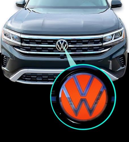 Image of IPG Decal Made for VW 2021 Passat Polo Tiguan Golf Rear /Front Emblem Logo Decals Stickers Set (4 Units) (Reflective Orange)
