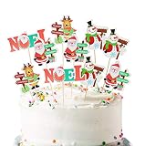 Noël gâteau Toppers,Toppers de Gâteau de Noël,Toppers de Gâteau pour Fête De Noël,Noël DIY Gâteau Topper,Toppers de Noël Choix de Gâteau,Noël Topper de Petit Gâteau,Gâteau Toppers pour Fête (C)