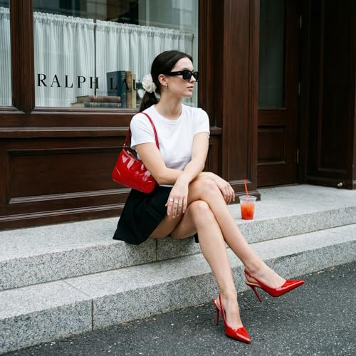 Image of Adrizzlein Slingback Heels for Women Stiletto High Heels Pumps