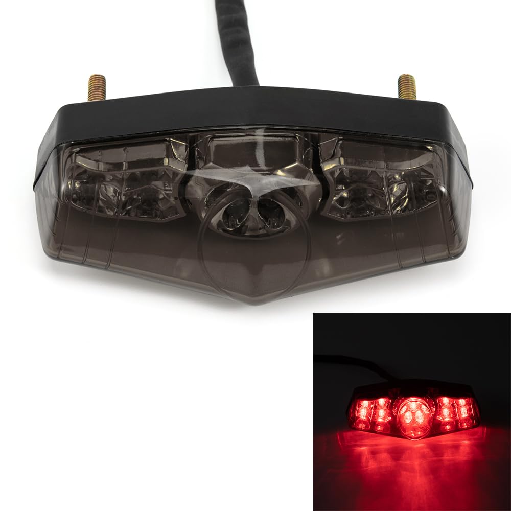 Moto Luci di stop LED Fanale posteriore Off-Road Bike Retro Bike Retrofit LED Fanale posteriore Running Light Brake Light (Grigio)