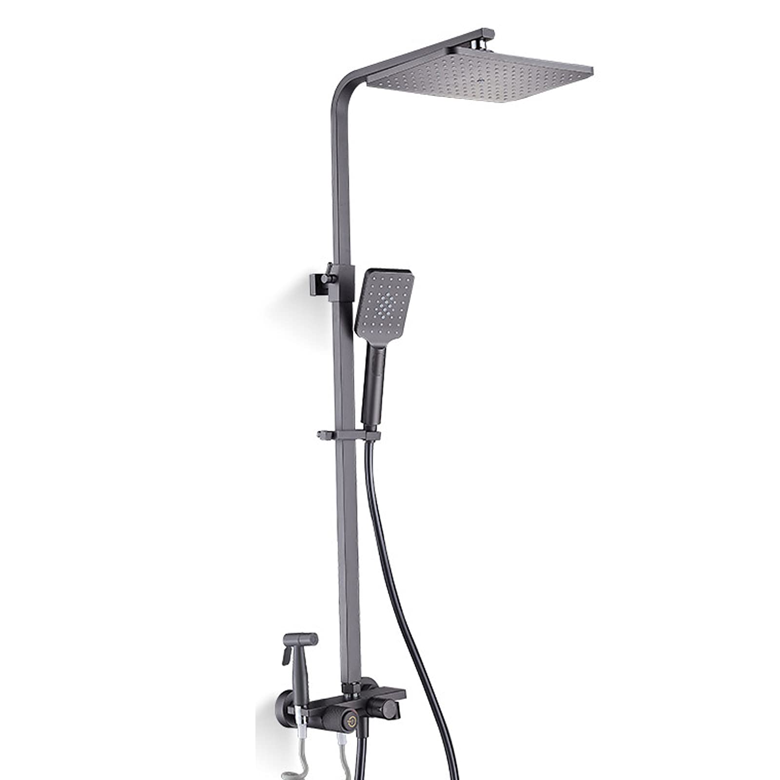 SWENEEN Handheld Showerbathroom Shower Mixer Set With Thermostat,Adjustable Rain Shower System With 3 Function Hand Shower And Bidet Faucet,Wall Mounted Shower Faucet Set,Round S,