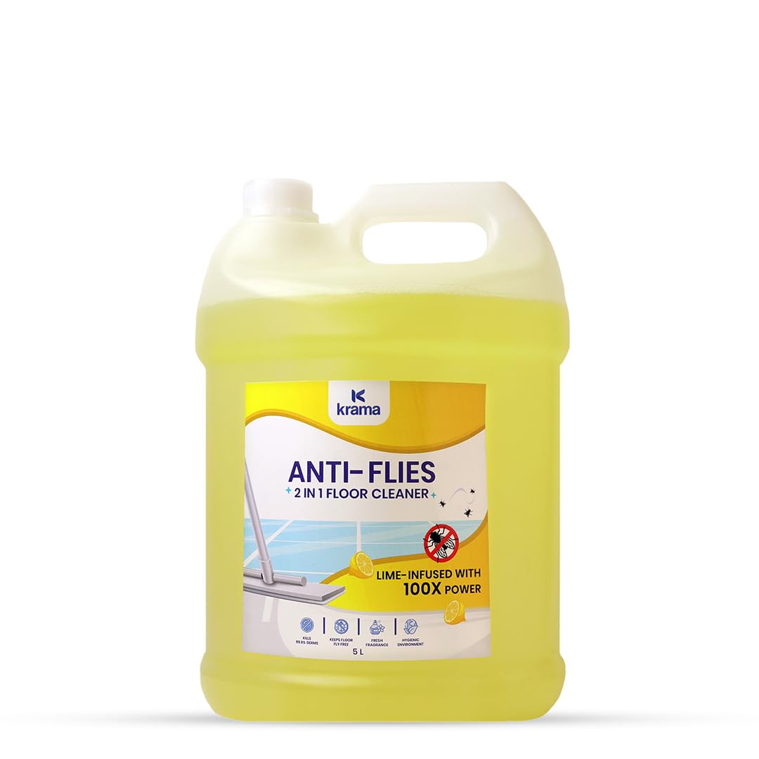 Krama 2in1 Anti Flies Floor Cleaning Liquid 5 Liter (Pack of 1) - Stain Removal, No-Killing, 100x Disinfectant, 99.9%Germs Free & Child-Pet Safe - Home, Kitchen & Bathroom Floor Cleaner Liquid(Strong)-picture-12