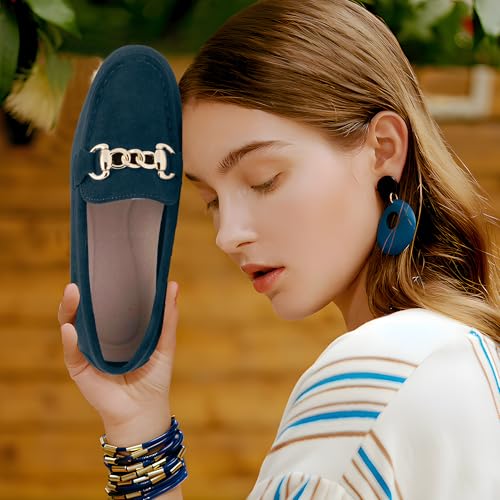 Image of ABEJOJO Women's Loafer Shoes, Comfortable Slip on Casual Flat Penny Shoes for Walking, Driving, Dressy