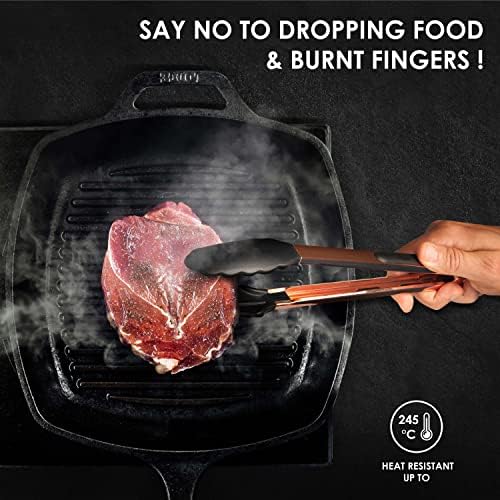 Cheffellow Kitchen Tongs 9" Silicone Tongs Premium Rose Gold BBQ Tongs Perfect for Serving Salad Stainless Steel Made with Silicon Grips nonstick Cooking Tongs (9&12)