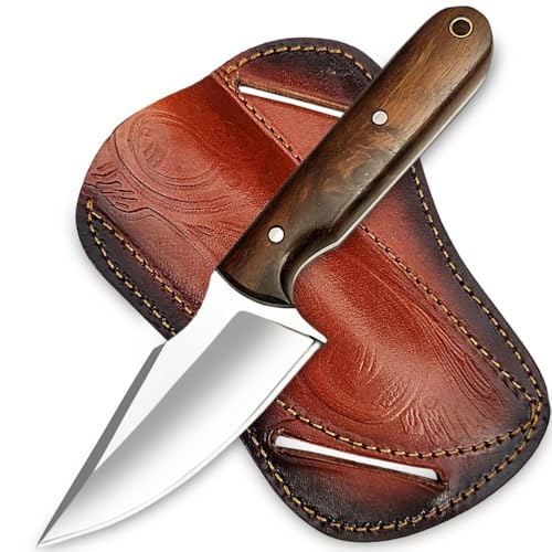 Handmade Edc Skinning Knife 7 Inch Fixed Blade Hunting Knife - Hand Forged Full Tang Knives for Hunting, Outdoor Camping, Hiking, Fishing, Bushcraft Knives with Leather Sheath