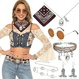 mode 60er 70er jahre Perfekte wahl: dieses set ist eine herzliche geschenkwahl für mutter, schwester, freundin oder frau, sowie eine ideale begleitung für urlaubsreisen. egal ob frauen cowboystiefel kombinieren, cowgirl outfit damen tragen oder mädchen western-kleidung tragen – dieses accessoire-set fügt dem look einen einzigartigen highlight hinzu. die silberne grundfarbe steht für eleganz und stattlichkeit, und in kombination mit anderem schmuck ist es noch auffälliger.