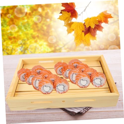 Plato rectangular de sushi japonés de madera miniatura 7
