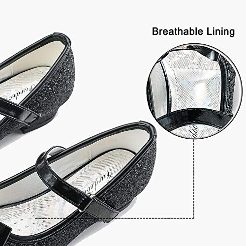 Furdeour Black Shoes For Girls Toddler Glitter Mary Jane Dress Shoes Pumps With Bow Sparkly Formal High Heels Princess Party Heels (2701Black 12) #TOP5