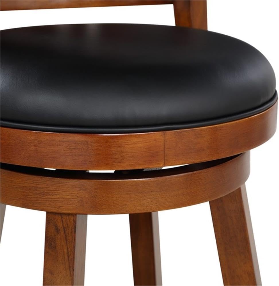 Walnut Swivel High Back Leather Counter Stool
