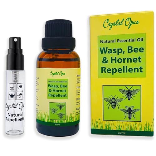Wasp Bee & Hornet Repellent Spray. Natural. Makes 10+ Litres. Concentrated Essential Oil Blend With 8 Oils. Humane & Effective Flying Insect Protection For Home Garden Patio & Holidays. Crystal Opus