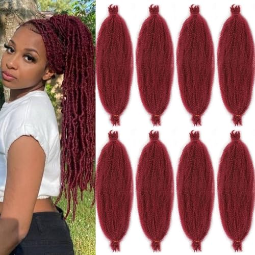 XTREND 16 Inch Soft Springy Afro Twist Hair Pre-Separated for Faux Locs, Bungundy Synthetic Extensions