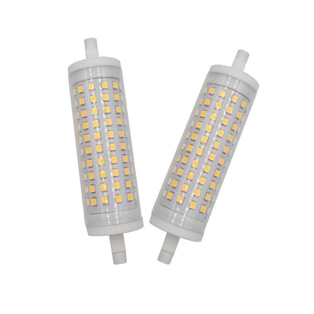 1fortunate Ampoules, Pack de 5, Lampe maïs LED R7S AC220V 118mm 15W 120LEDs-2835SMD Lampe à Couvercle Transparent à Gradation(Cold White)