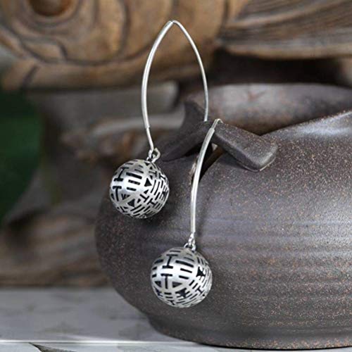 Boucles d'oreilles S925 rétro en argent au style artisanal chinois pour femme