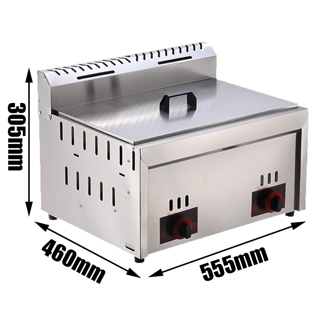 Freidora Industrial De 12 L, Freidora De Metano De Acero Inoxidable, Freidora De Un Solo Tanque, 2 Cestas De Fritura, Desmontables,Calentamiento En Forma De U